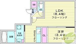 札幌市西区西野一条5丁目マンション 1LDKの間取図画像