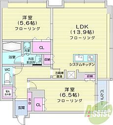 ラフィネタワー札幌南3条 2LDKの間取図画像