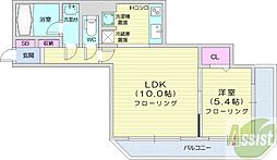 PRIMEURBAN札幌リバーフロント 1LDKの間取図画像