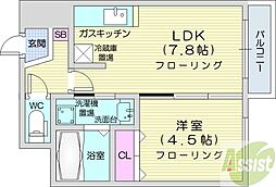 シュクル医大南 1LDKの間取図画像