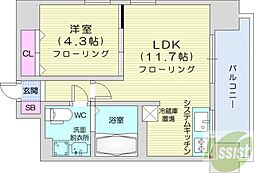 レオーネ中島公園 1LDKの間取図画像