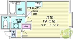 キアーロ・N7 ワンルームの間取図画像