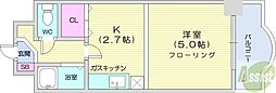 ル.ソレイユ 1Kの間取図画像