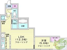 レジデンス北18条 1LDKの間取図画像