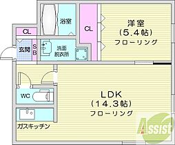 プレステージ知事公館 1LDKの間取図画像