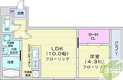 マルヤマパークViewApartment 1LDKの間取図画像