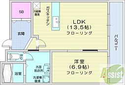 アルモニー麻生 1LDKの間取図画像