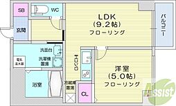 エアリー元町 1LDKの間取図画像