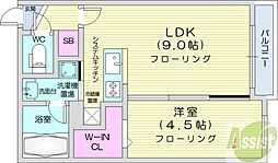 レジデンスキクスイ 1LDKの間取図画像
