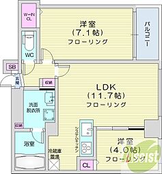 ラ・クラッセ札幌大通サウスシティ 2LDKの間取図画像