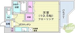 セゾン・ドゥ・ブランシェ北21条 1Kの間取図画像