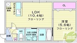 ル・ファール山鼻19条 1LDKの間取図画像