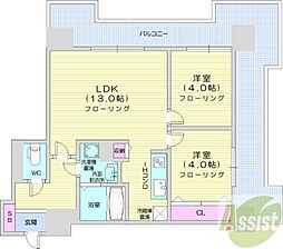 UURコート札幌北三条 2LDKの間取図画像