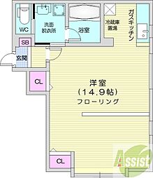 RUAN×RUAN ワンルームの間取図画像