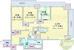 知事公館前タワーレジデンス 3LDKの間取図画像