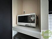 キッチンには電子レンジもついてました！便利で嬉しいですね！