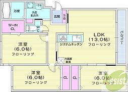 グランメール石山通 3LDKの間取図画像
