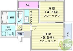カハラコート1st 1LDKの間取図画像