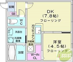 フォルテ新道東 1DKの間取図画像