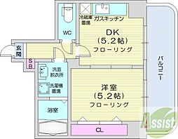 センターヒルズ20 1DKの間取図画像