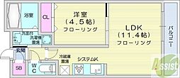 ヴォーネン円山裏参道 1LDKの間取図画像