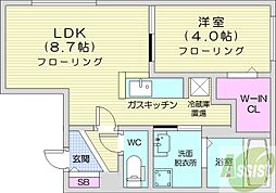 アンコール・福住 1LDKの間取図画像