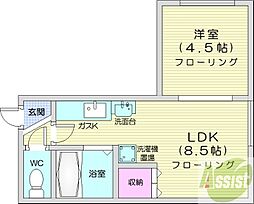 トキメック円山並木通2 1LDKの間取図画像