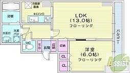 ティアラタワー中島倶楽部 1LDKの間取図画像