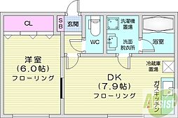 ジュネス大通 1DKの間取図画像