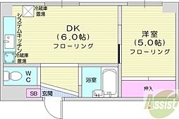 藤井ビル北14条 1DKの間取図画像