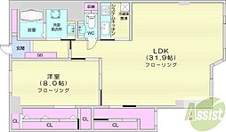 宮の森グランドハイツ 1LDKの間取図画像