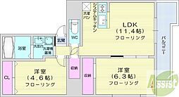 MODENAFINEST 2LDKの間取図画像
