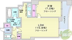 シティタワー円山神宮鳥居前 1LDKの間取図画像