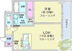 コモド22 1LDKの間取図画像