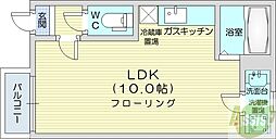 ヒルクレスト円山公園 ワンルームの間取図画像