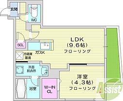 NORDESTAアサヒガオカ 1LDKの間取図画像