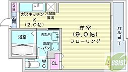 サンウッド札幌医大前 1Kの間取図画像