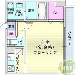 ioミナミ3ジョウ 1Kの間取図画像