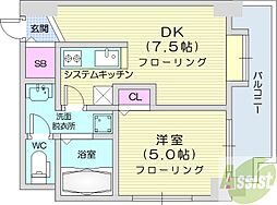 サンハイツ北大前 1DKの間取図画像