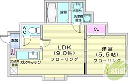 リーヴィレッジ北28 1LDKの間取図画像