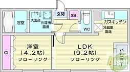 アネトス二番館 1LDKの間取図画像