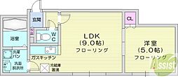 桜ガーデン 1LDKの間取図画像