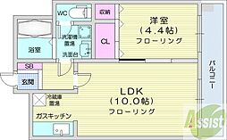 GRANDEFILA2 1LDKの間取図画像