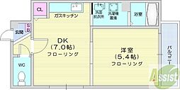 シンエービル 1DKの間取図画像