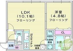 ボナールカノンN43 1LDKの間取図画像