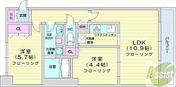 JPnoie円山表参道 2LDKの間取図画像
