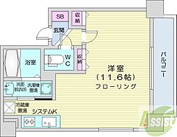 アルファスクエア中島公園 ワンルームの間取図画像