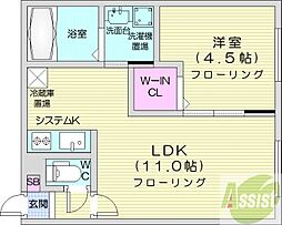 MajesticLife札幌桑園 1LDKの間取図画像