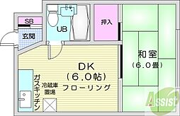 プレジデント円山 1DKの間取図画像