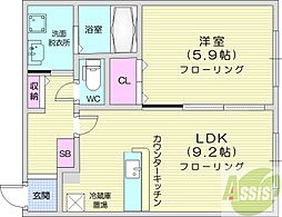 K'skowaN20 1LDKの間取図画像